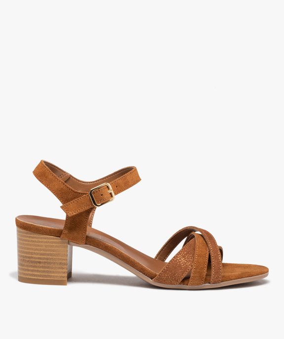Sandales femme à talon dessus cuir retourné - Tanéo vue1 - TANEO - GEMO