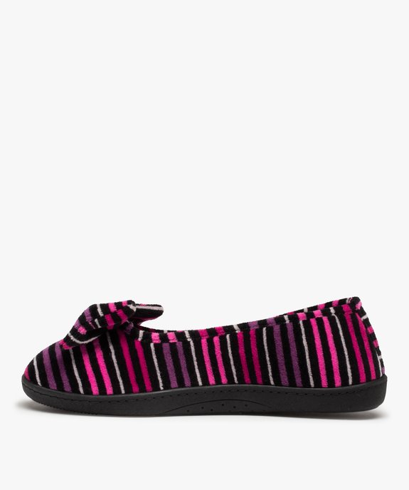 Chaussons femme ballerines rayées en velours - Isotoner vue3 - ISOTONER - GEMO