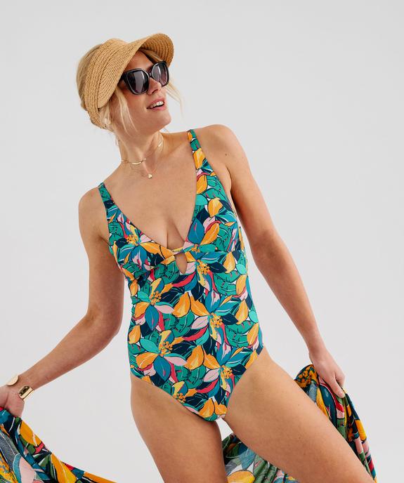 Maillot de bain une pièce fleuri avec mousses amovibles femme vue2 - GEMO (PLAGE) - GEMO