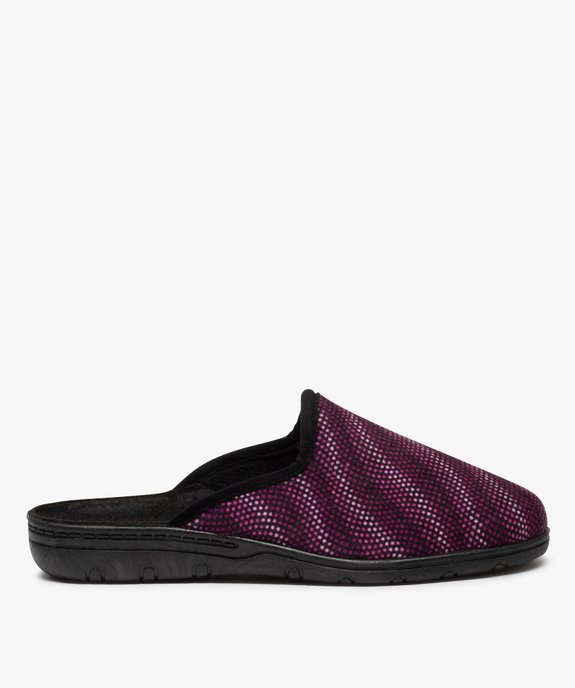 Chaussons femme mules confort en velours ras imprimé vue1 - GEMO(HOMWR FEM) - GEMO