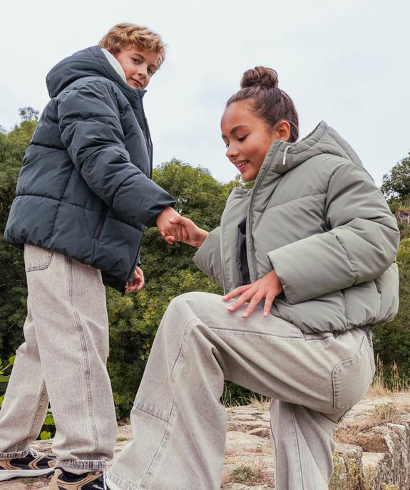 Parka courte à capuche en matière déperlante finition mate fille vue1 - GEMO 4G FILLE - GEMO