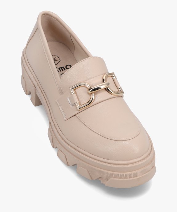 Mocassins femme unis à semelle plateforme crantée vue6 - GEMO (CASUAL) - GEMO