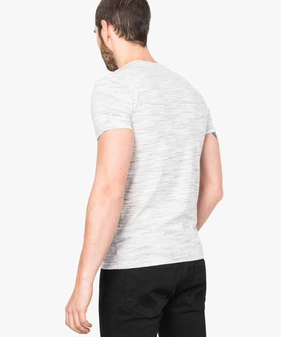 Tee-shirt chiné col V détails contrastants vue3 - GEMO (HOMME) - GEMO