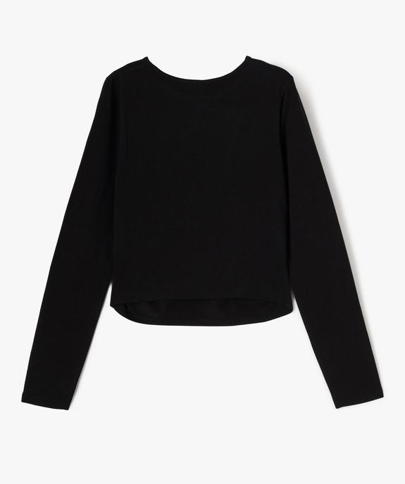 Tee-shirt manches longues coupe courte fille vue3 - GEMO (JUNIOR) - GEMO