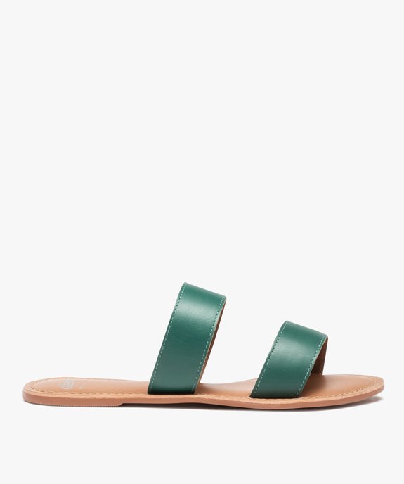 Mules femme plates à larges brides dessus cuir uni vue1 - GEMO (CASUAL) - GEMO