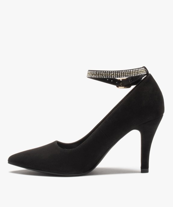 Escarpins femme unis à talon aiguille et bride strass vue3 - GEMO(URBAIN) - GEMO