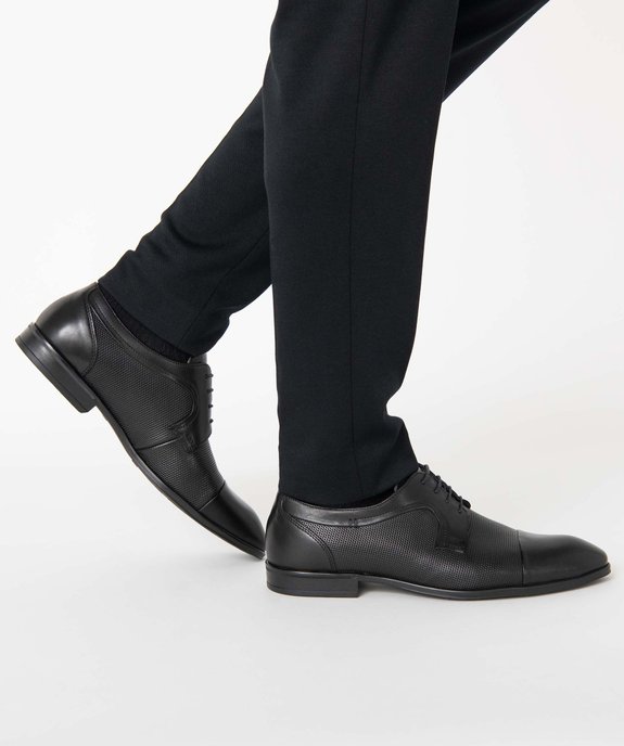 Derbies homme dessus cuir uni perforé - Tanéo vue1 - TANEO - GEMO
