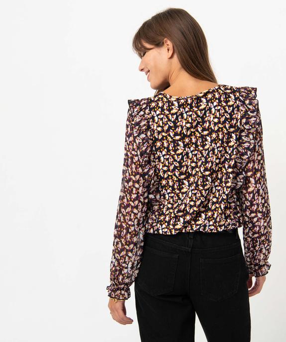 Tee-shirt femme avec manches en voile et volants vue3 - GEMO(FEMME PAP) - GEMO