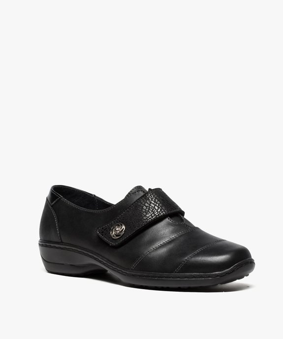 Derbies femme confort en cuir fermeture scratch vue2 - GEMO (CONFORT) - GEMO