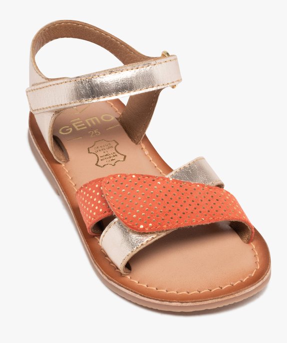 Sandales fille à brides scratch dessus cuir métallisé vue5 - GEMO (ENFANT) - GEMO