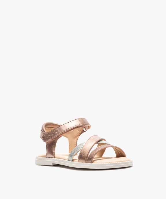 Sandales fille à fines brides métallisées et scratch – Geox vue2 - GEOX - GEMO
