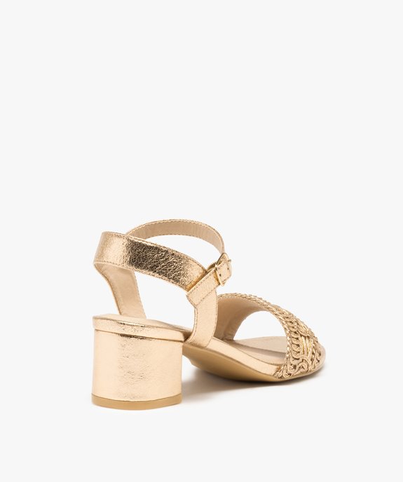 Sandales femme à talon carré et brides métallisées fantaisie vue4 - GEMO(URBAIN) - GEMO
