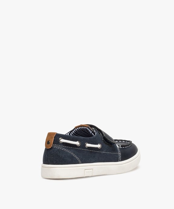 Chaussures bateau garçon unies bi-matières à scratch vue4 - GEMO (ENFANT) - GEMO