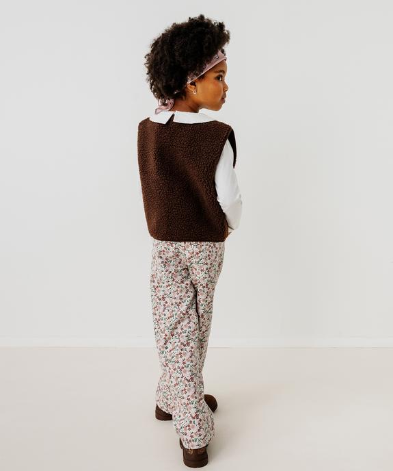 Jean straight à motifs fleuris avec taille ajustable fille vue4 - GEMO 4G FILLE - GEMO
