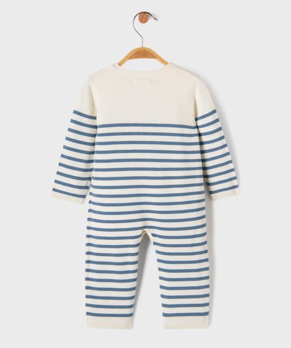 Combinaison en maille à rayures bébé garçon - LuluCastagnette vue3 - LULUCASTAGNETTE - GEMO