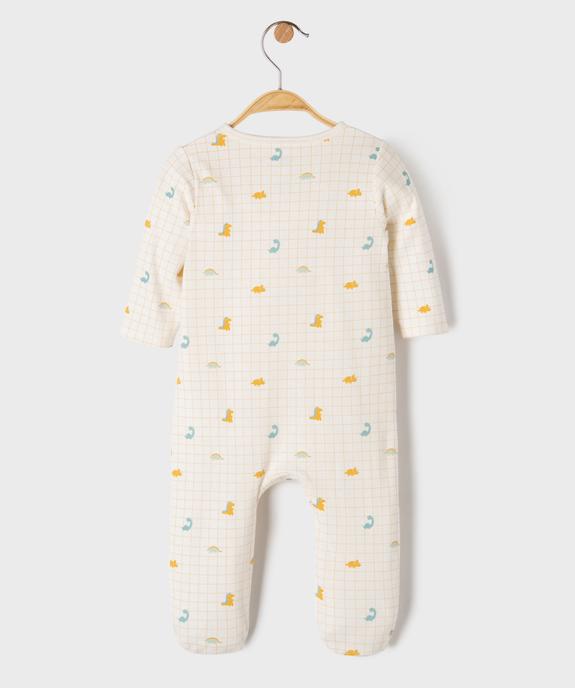 Pyjama dors bien en coton imprimé dinosaures ouverture devant par zip bébé vue3 - GEMO 4G BEBE - GEMO
