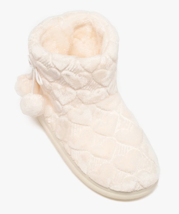 Chaussons bottillons en velours à motifs coeurs femme vue5 - GEMO(HOMWR FEM) - GEMO