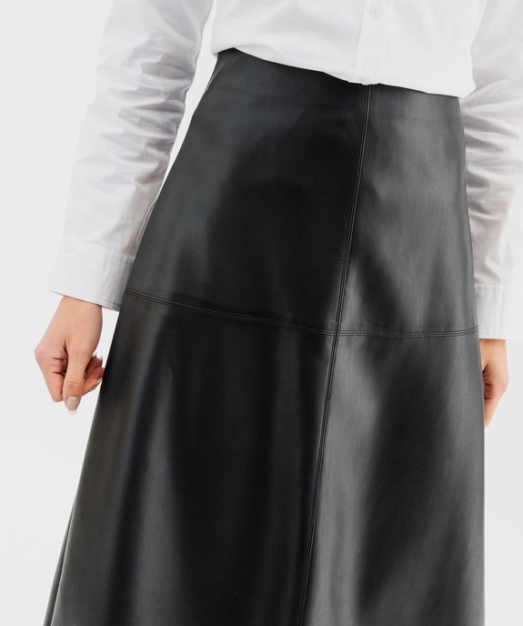 Jupe longue en matière synthétique cuir imitation femme vue2 - GEMO(FEMME PAP) - GEMO