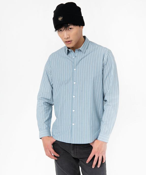 Chemise rayée en coton coupe Regular homme vue1 - GEMO (HOMME) - GEMO