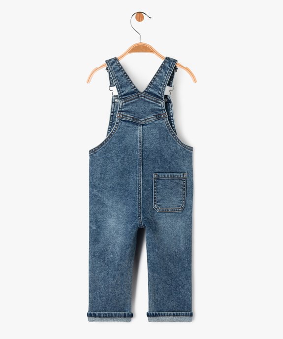 Salopette en jean extensible délavé bébé garçon vue5 - GEMO 4G BEBE - GEMO