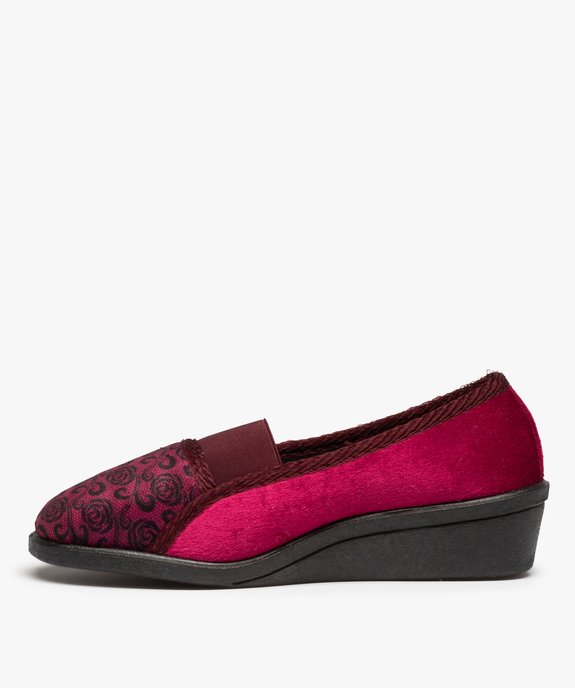 Chaussons femme confort en velours dessus élastiqué vue3 - GEMO(HOMWR FEM) - GEMO
