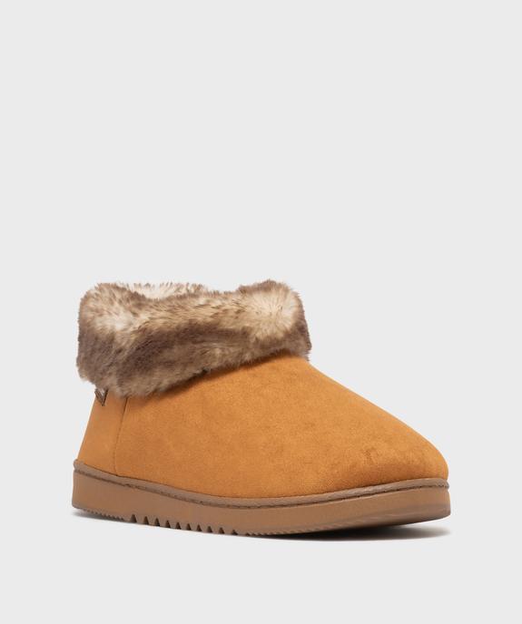 Chaussons boots en suédine avec col fourré femme - Isotoner - ISOTONER Chaussons boots en suédine avec col fourré femme - Isotoner vue2 - ISOTONER - GEMO