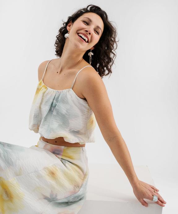 Top à fines bretelles court et blousant femme vue1 - GEMO 4G FEMME - GEMO