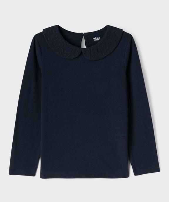 Tee-shirt manches longues avec col Claudine fille vue1 - GEMO 4G FILLE - GEMO