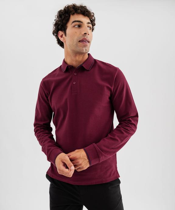 Polo à manches longues en maille fantaisie homme vue1 - GEMO 4G HOMME - GEMO