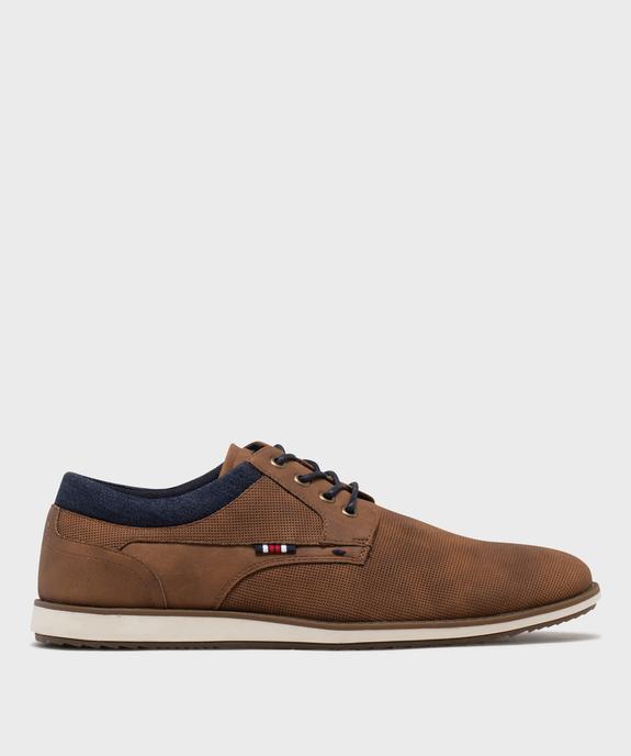 Derbies texturées à détail jean semelle sport homme vue1 - MARIO BALDANO - GEMO