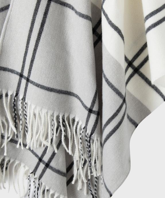 Echarpe poncho à carreaux et finitions franges femme vue2 - GEMO 4G FEMME - GEMO