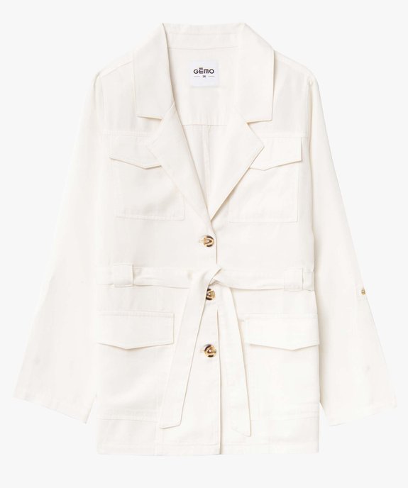 Veste femme en Lyocell avec ceinture vue4 - GEMO 4G FEMME - GEMO