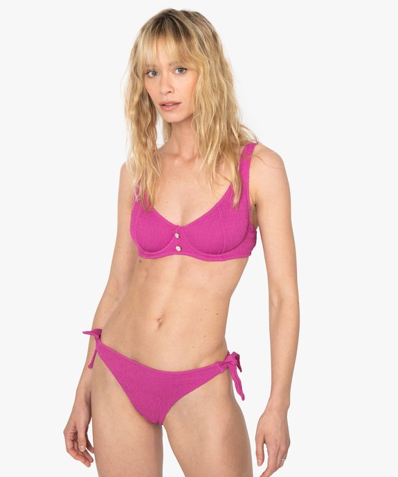 Haut de maillot de bain femme à armatures en maille gaufrée vue3 - GEMO (PLAGE) - GEMO