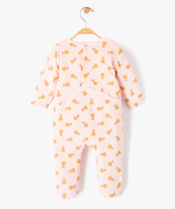 Pyjama bébé fille en velours imprimé poires et broderie vue6 - GEMO(BB COUCHE) - GEMO