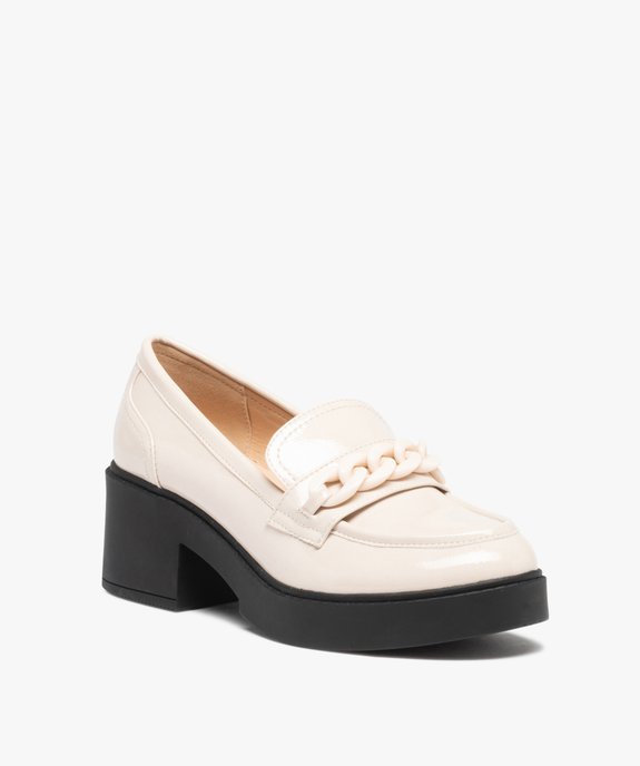 Mocassins femme vernis à talon large et semelle épaisse vue2 - GEMO(URBAIN) - GEMO