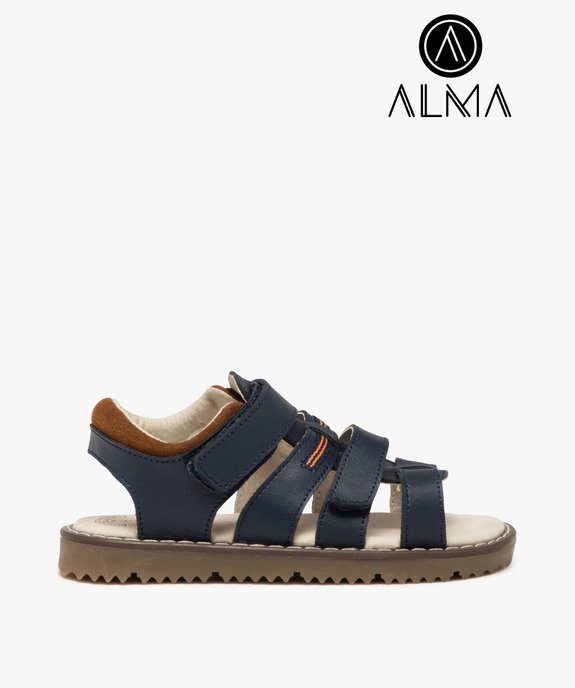 Sandales garçon en cuir multibrides scratch et semelle crantée - Alma planète vue1 - ALMA - GEMO