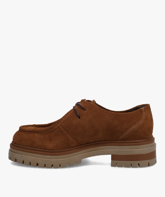 Mocassins femme dessus cuir velours sur semelle crantée - Tanéo vue3 - TANEO - GEMO