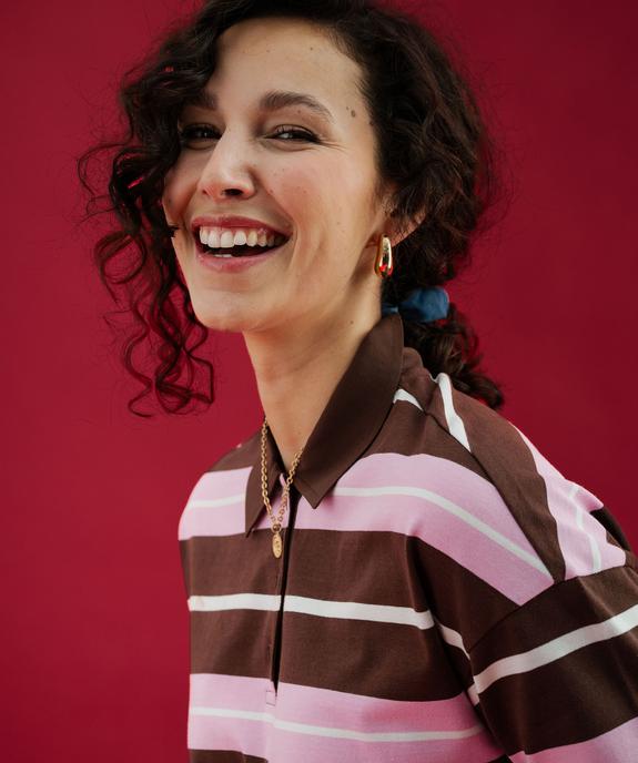 Polo rayé à manches longues femme vue4 - GEMO(FEMME PAP) - GEMO