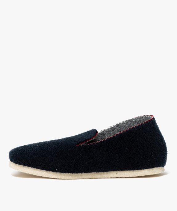 Chaussons homme pantoufles unies à bords dentelés vue3 - GEMO(HOMWR HOM) - GEMO