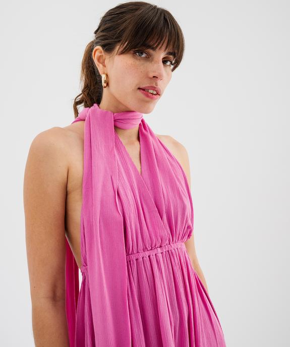 Robe longue dos-nu multi-look en viscose femme vue4 - GEMO(FEMME PAP) - GEMO