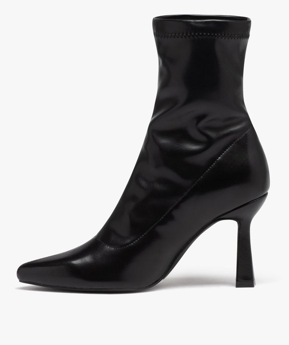 Boots femme unies à talon haut avec col élastique vue3 - GEMO(URBAIN) - GEMO