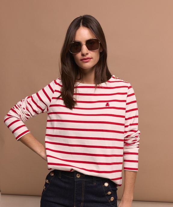 Tee-shirt manches longues rayé marinière femme - LuluCastagnette vue1 - LULU CASTAGNETTE GEMO FOR GOOD - GEMO