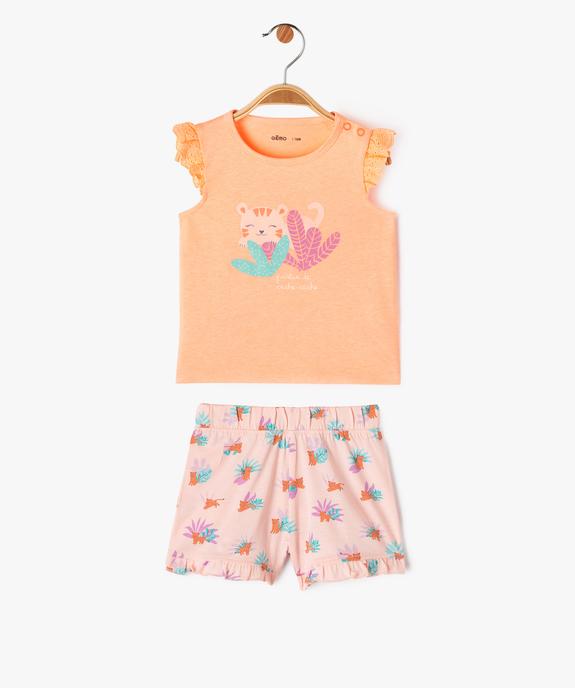 Pyjashort 2 pièces avec motifs félins bébé fille vue1 - GEMO 4G BEBE - GEMO