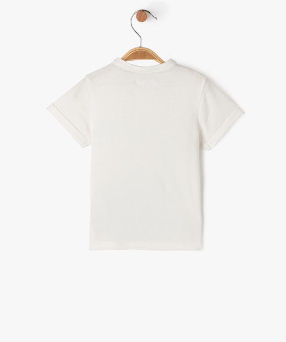 Tee-shirt manches courtes à col tunisien en maille nid d'abeille bébé garçon vue3 - GEMO(BEBE DEBT) - GEMO