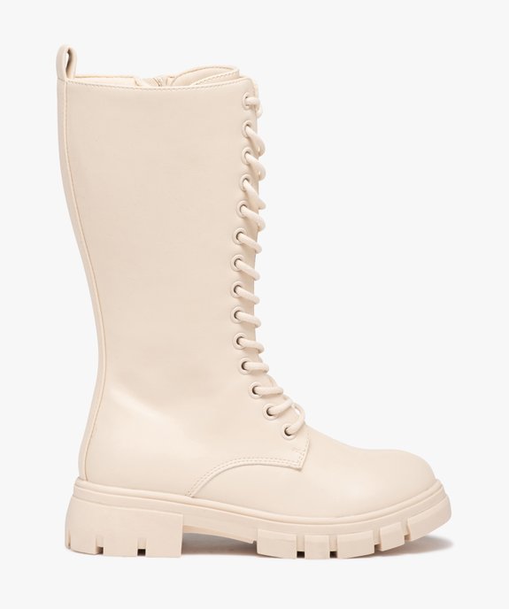 Bottes fille unies à semelle crantée fermeture lacets et zip vue1 - GEMO (ENFANT) - GEMO