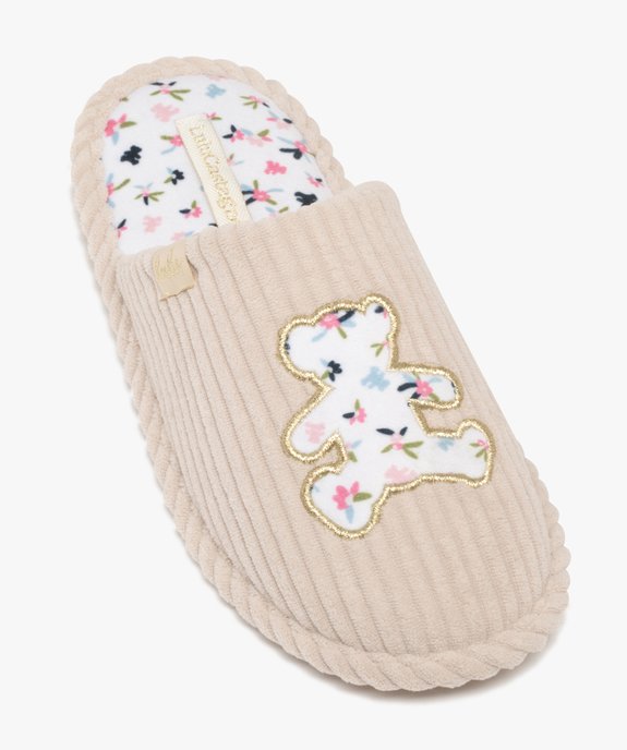 Chaussons fille mules en velours côtelé - LuluCastagnette vue5 - LULU CASTAGNETT - GEMO