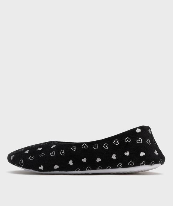 Chaussons ballerines en velours motifs coeurs femme vue3 - GEMO(HOMWR FEM) - GEMO