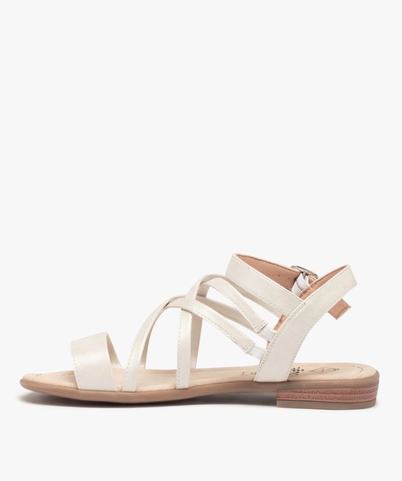 Nu-pieds femme à talon plat et fines brides unies Coupe spéciale pied large vue3 - GEMO (CASUAL) - GEMO