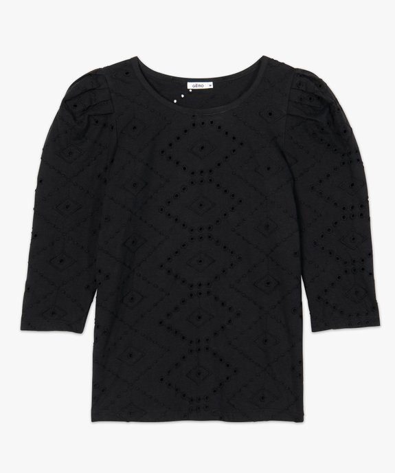 Tee-shirt femme en broderie anglaise avec manches bouffantes vue4 - GEMO(FEMME PAP) - GEMO