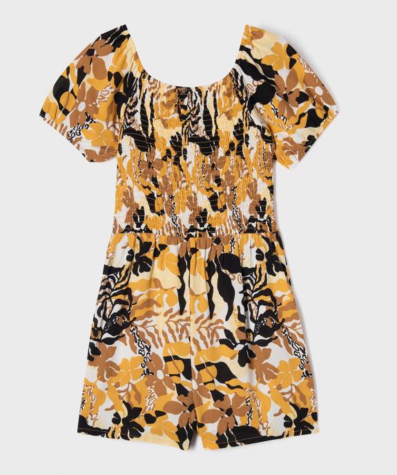 Combishort en viscose avec buste smocké fille vue1 - GEMO 4G FILLE - GEMO